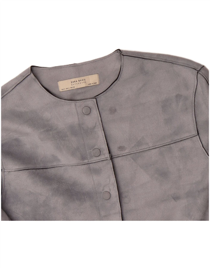 Γυναικείο μπουφάν ZARA Oversized Crop Bomber UK 10 Small Grey Polyester