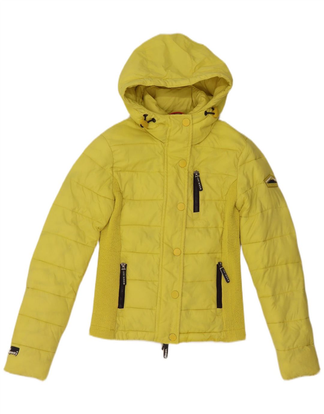 SUPERDRY Γυναικείο μπουφάν με κουκούλα UK 14 Medium Yellow Nylon