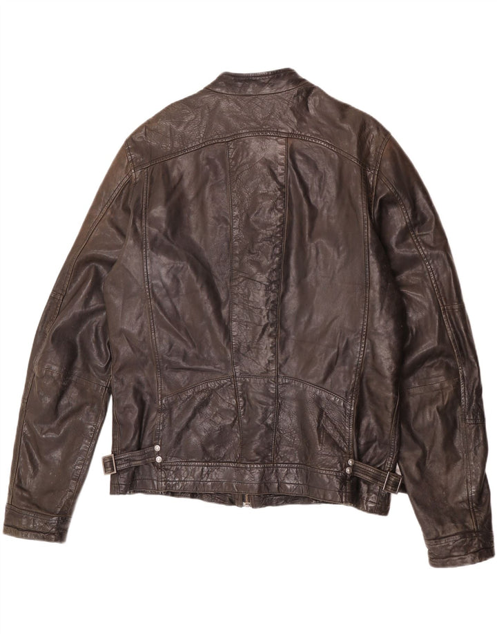 Bomboogie Ανδρικό Δερμάτινο Μπουφάν Racer UK 42 XL Καφέ Δερμάτινο