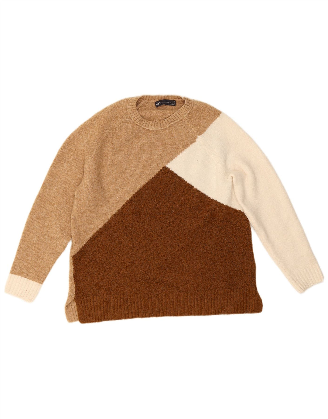 Marks & Spencer Γυναικείο πουλόβερ με λαιμόκοψη UK 12 Medium Brown