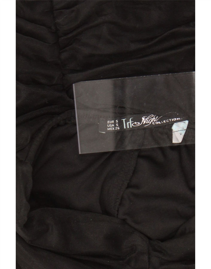 ZARA Γυναικείο Στράπλες Φόρεμα Bodycon UK 8 Small Black