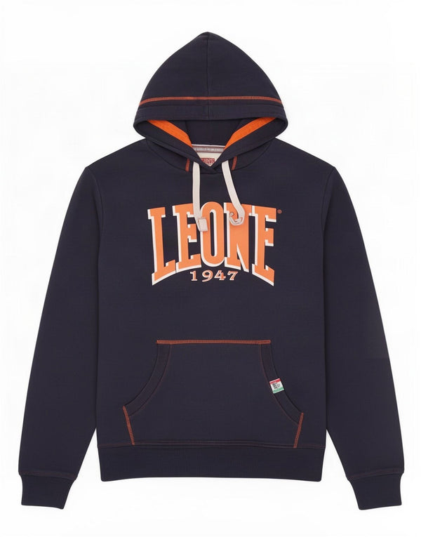 Leone Mens Graphic Hoodie Jumper Large Navy Blue Cotton