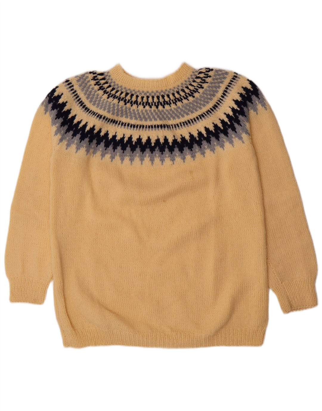 Vintage ανδρικό πουλόβερ με λαιμόκοψη Medium Yellow Fair Isle