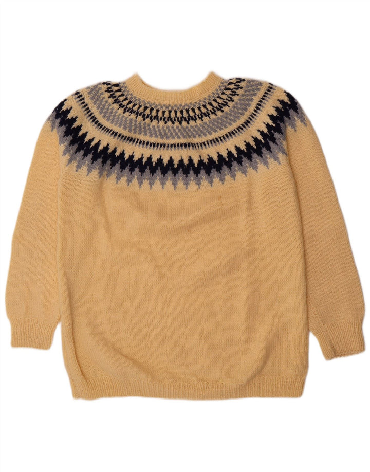 Vintage ανδρικό πουλόβερ με λαιμόκοψη Medium Yellow Fair Isle