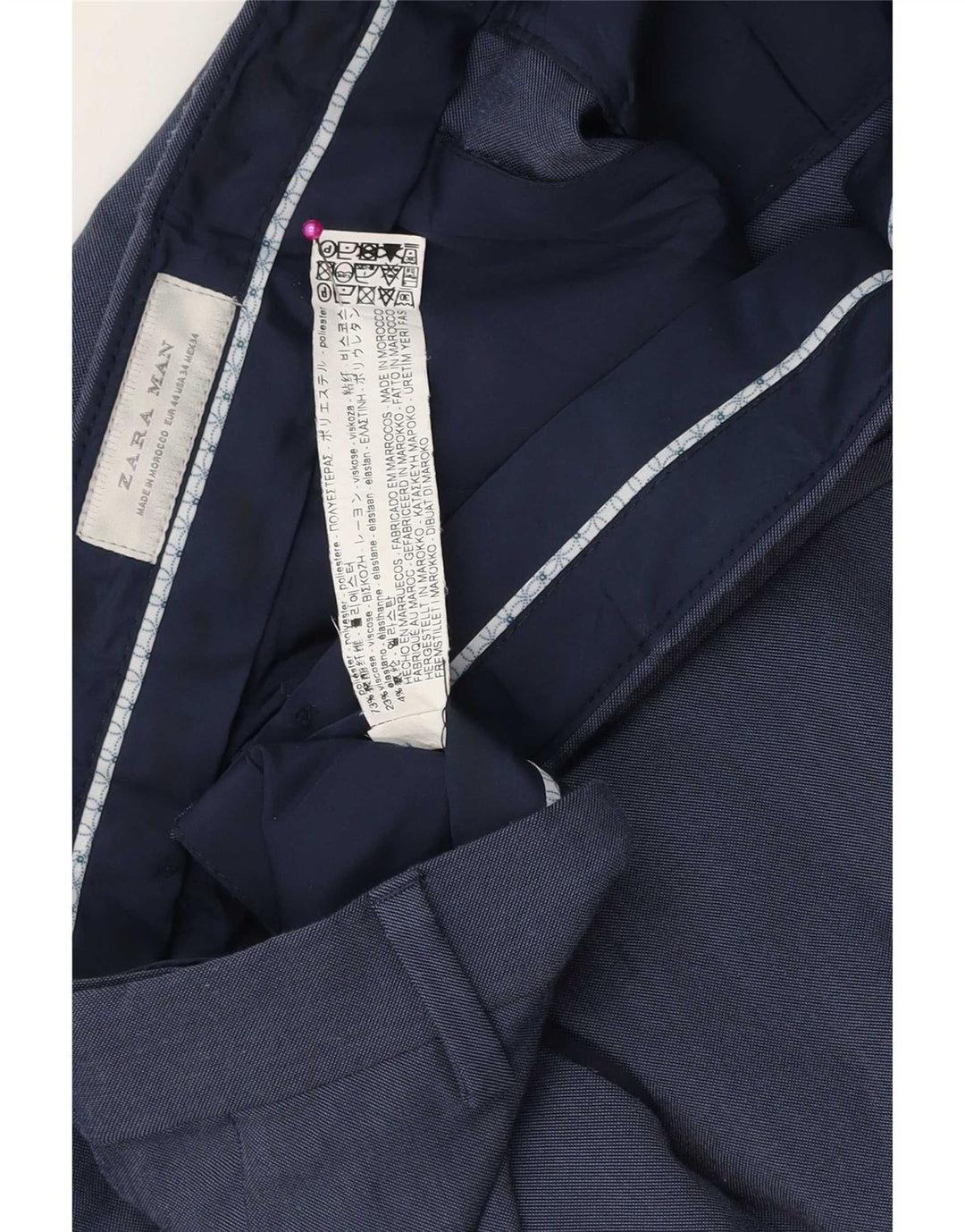 Zara Ανδρικό Slim παντελόνι Chino EU 44 Large W34 L31 Blue Polyester