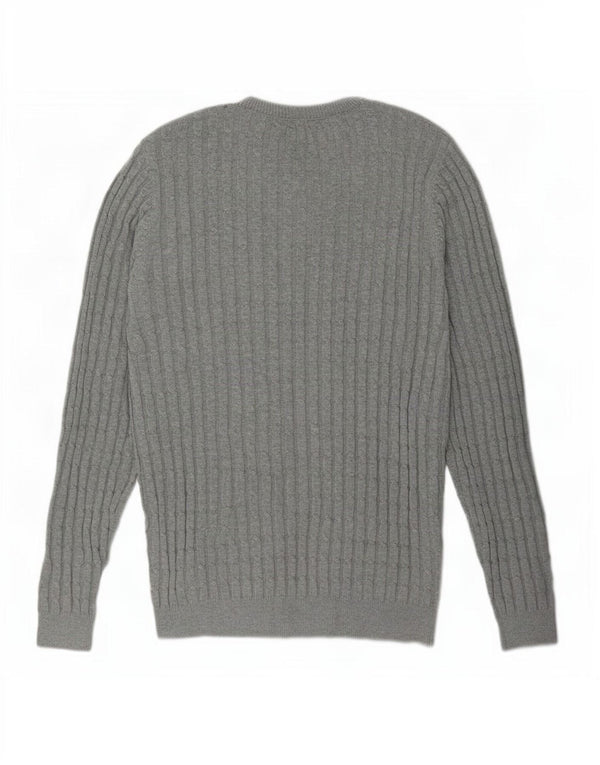 Jack Wills Ανδρικό πουλόβερ με λαιμόκοψη μεγάλο γκρι βαμβακερό