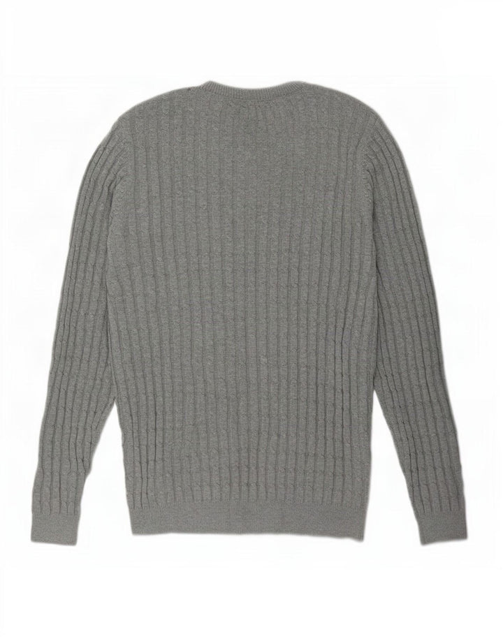 Jack Wills Ανδρικό πουλόβερ με λαιμόκοψη μεγάλο γκρι βαμβακερό