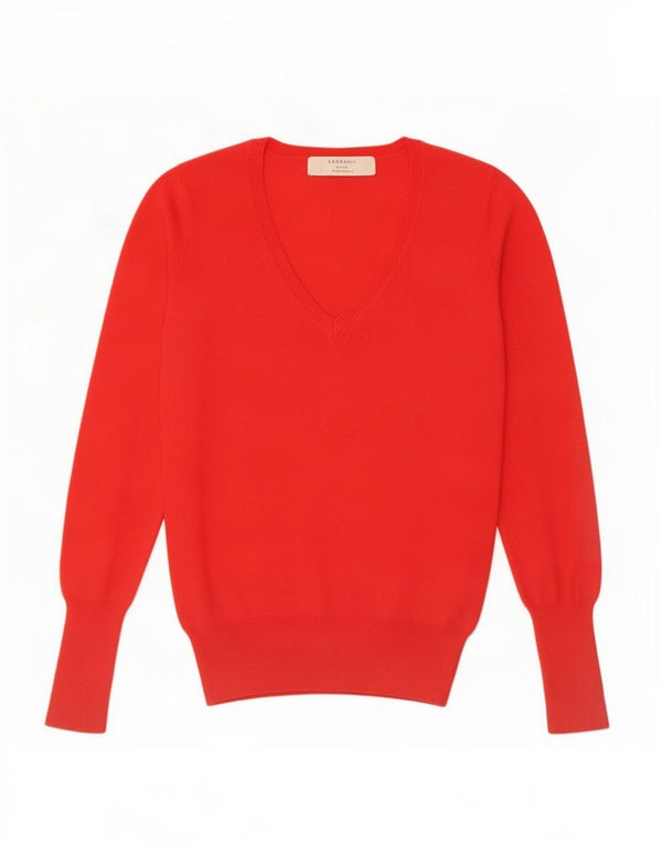 Zara Γυναικείο πουλόβερ με V λαιμόκοψη UK 12 Medium Red