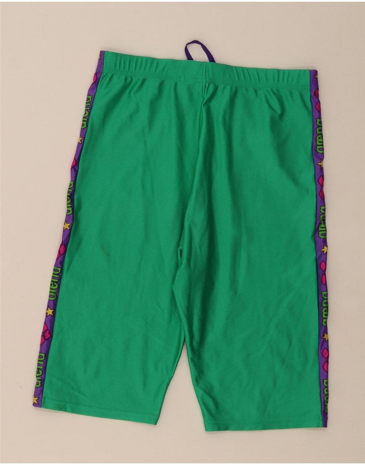 ARENA Mens Graphic Sport Shorts Small Green Colourblock Polyamide Vintage Arena and Second-Hand Arena from Messina Hembry 