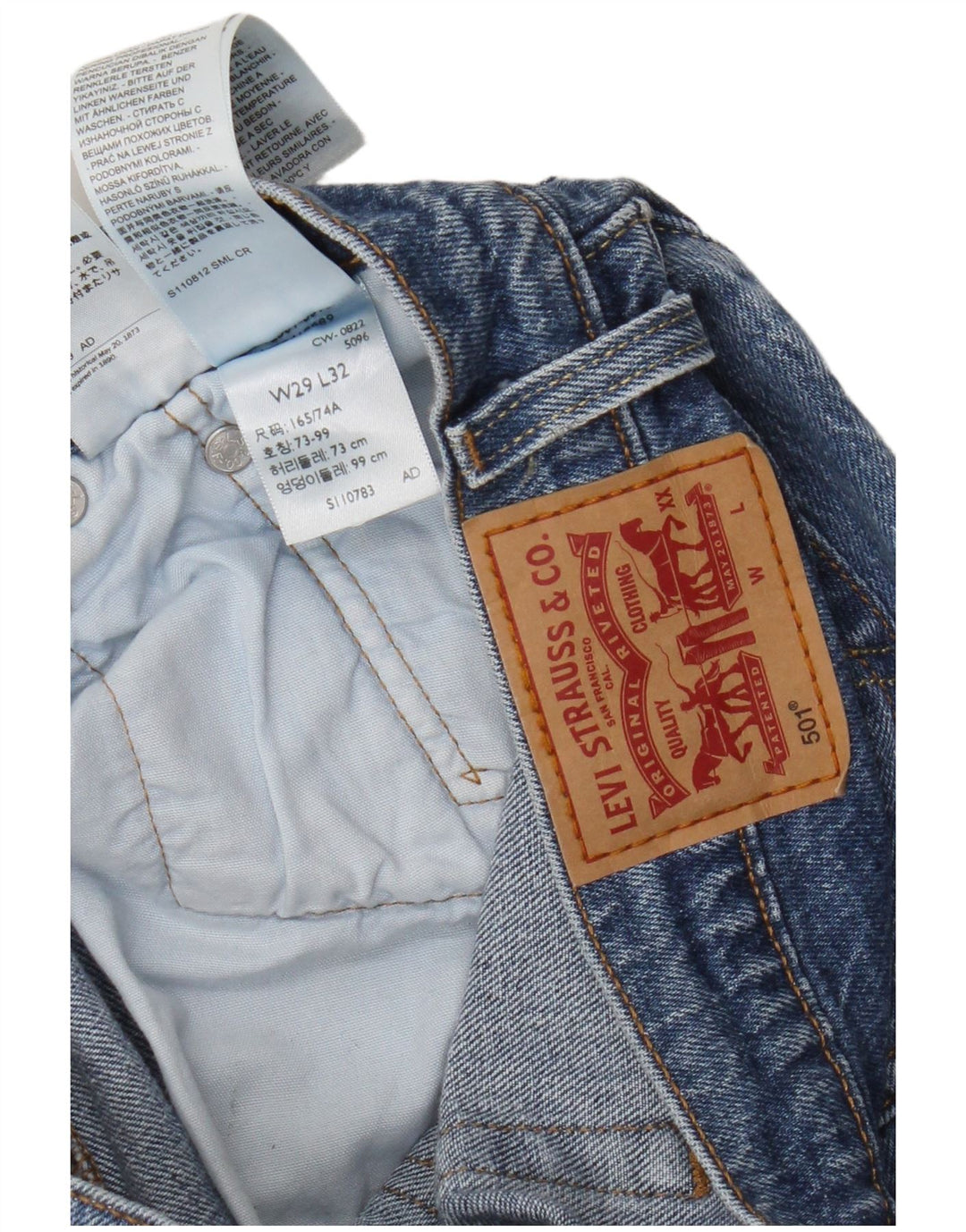 Levi's Mens 501 Straight Jeans W29 L32 Μπλε βαμβακερό