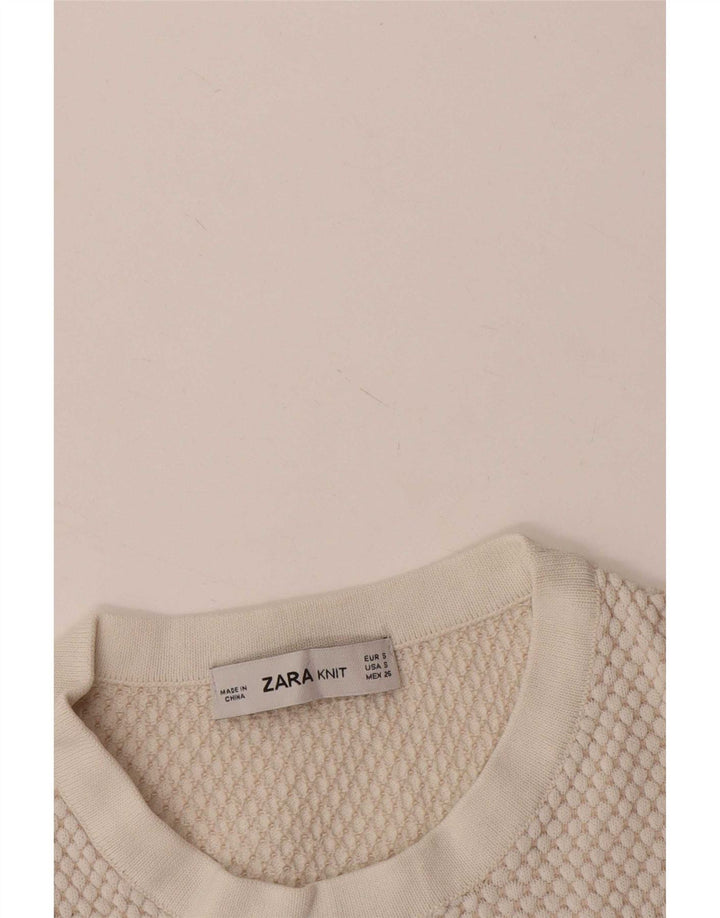 Zara Γυναικείο πουλόβερ με λαιμόκοψη Crop Crop UK 8 Small White