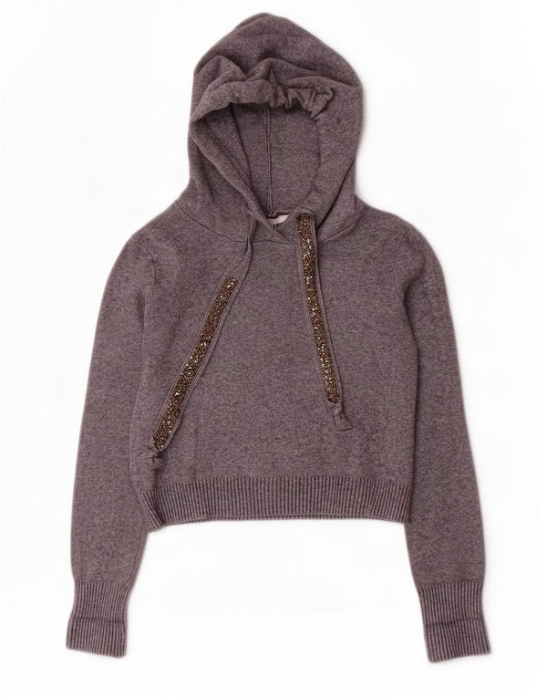 Γυναικείο πουλόβερ Zara Crop Hooded Jumper UK 10 Small Grey