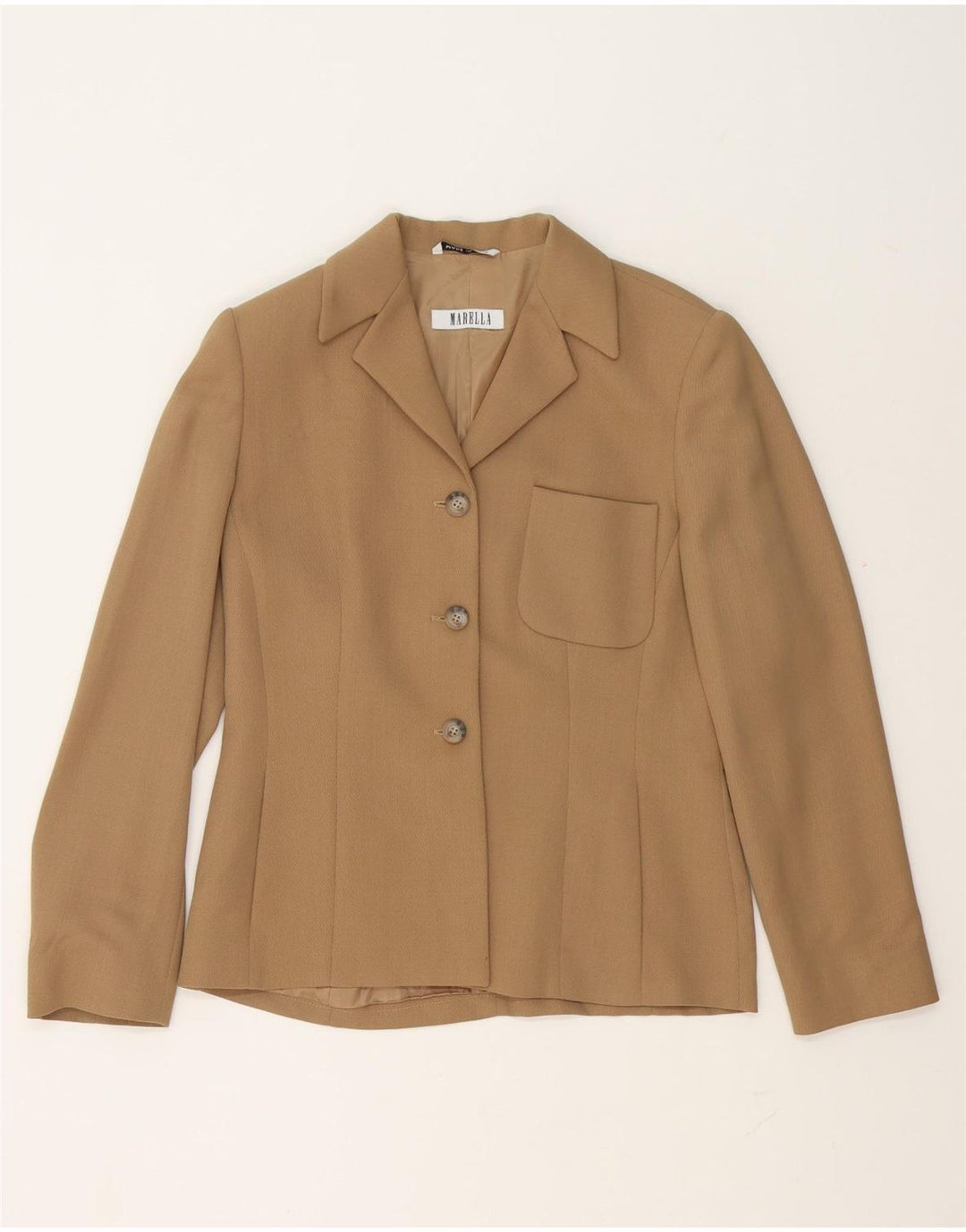 Marella γυναικείο σακάκι blazer UK 10 μικρό μπεζ παρθένο μαλλί