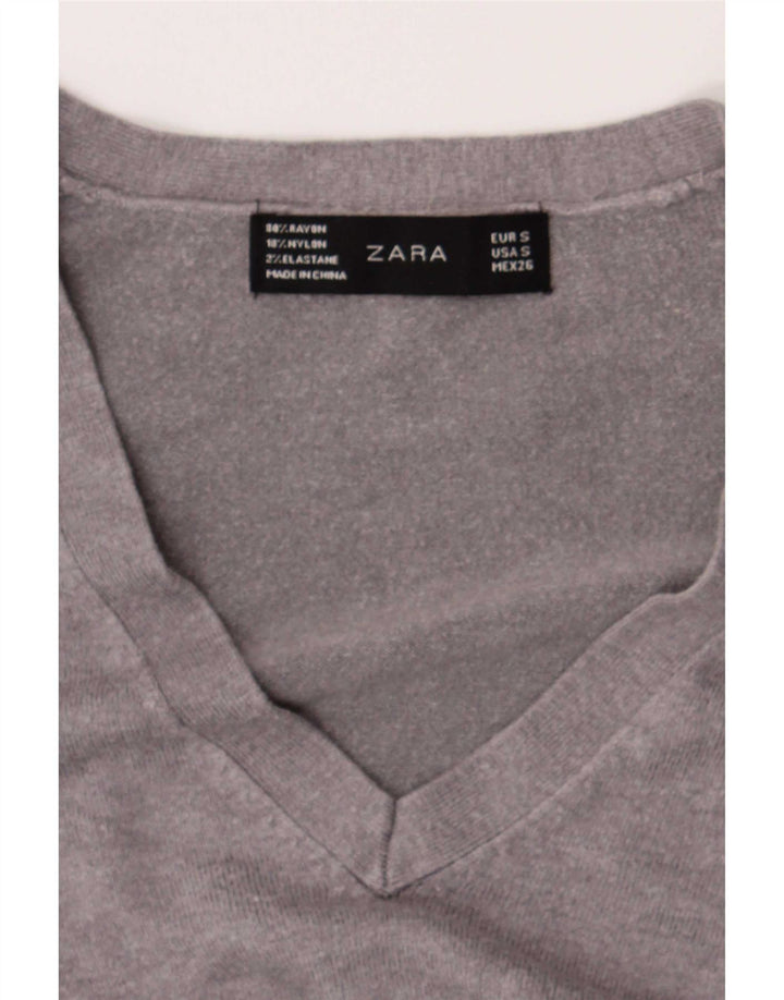 Zara Γυναικείο πουλόβερ με V λαιμόκοψη UK 10 Small Grey