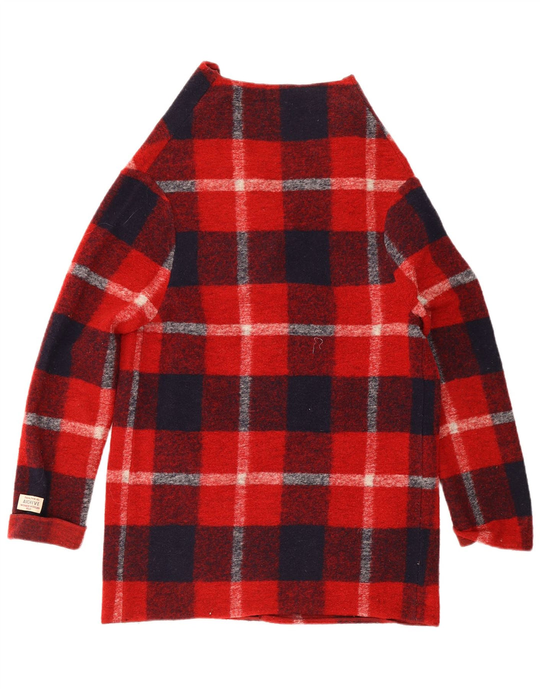 Woolrich Γυναικεία ζακέτα Longline UK 10 Μικρό κόκκινο καρό μαλλί