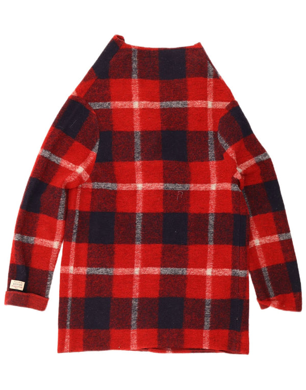 Woolrich Γυναικεία ζακέτα Longline UK 10 Μικρό κόκκινο καρό μαλλί