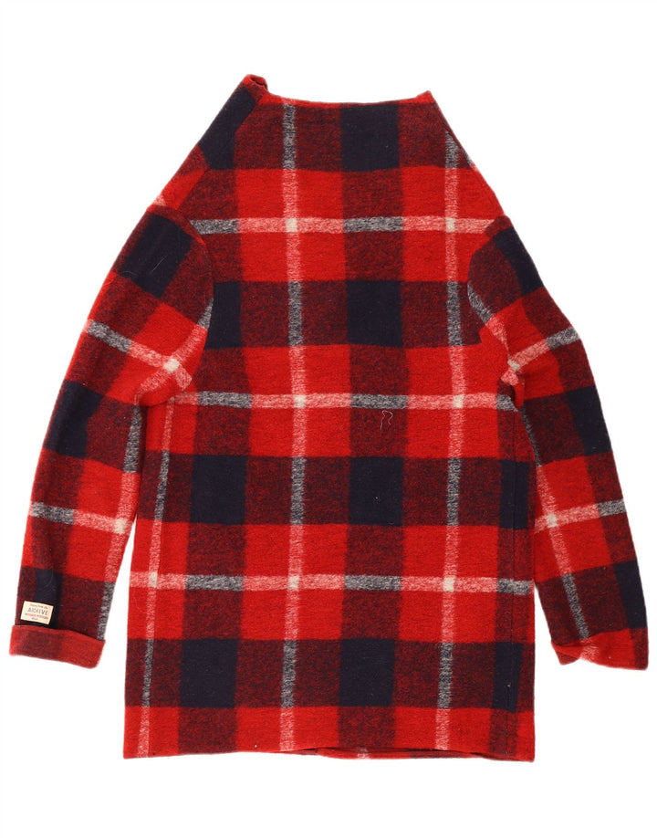 Woolrich Γυναικεία ζακέτα Longline UK 10 Μικρό κόκκινο καρό μαλλί