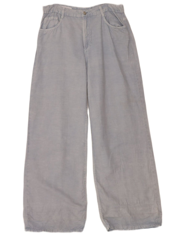 Zara γυναικείο παντελόνι με φαρδύ πόδι EU 40 Medium W30 L32 Μπλε λινό