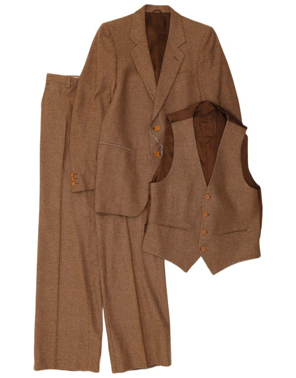 Vintage Ανδρική φόρμα 3 τεμαχίων με 2 κουμπιά IT 48 Medium W30 L31 Καφέ μαλλί αλπακά