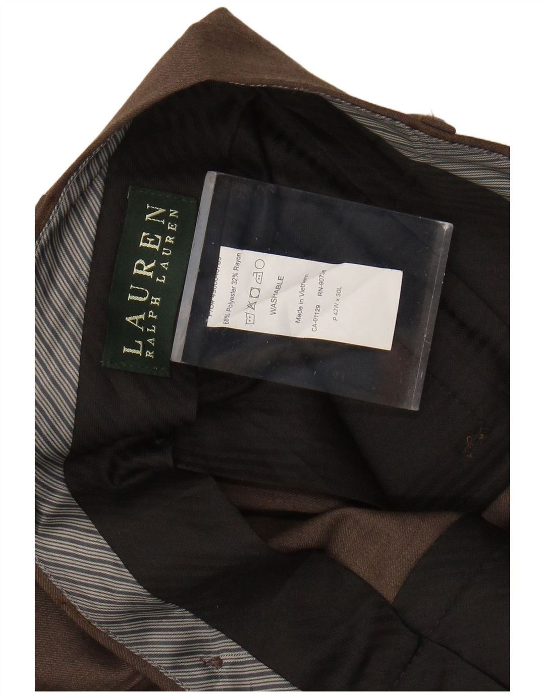 RALPH LAUREN Ανδρικό παντελόνι με καρφίτσα W42 L30 καφέ πολυεστέρας