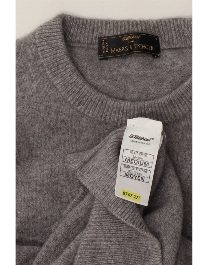 Marks & Spencer Ανδρικό πουλόβερ με λαιμόκοψη μεσαίου γκρι μαλλί