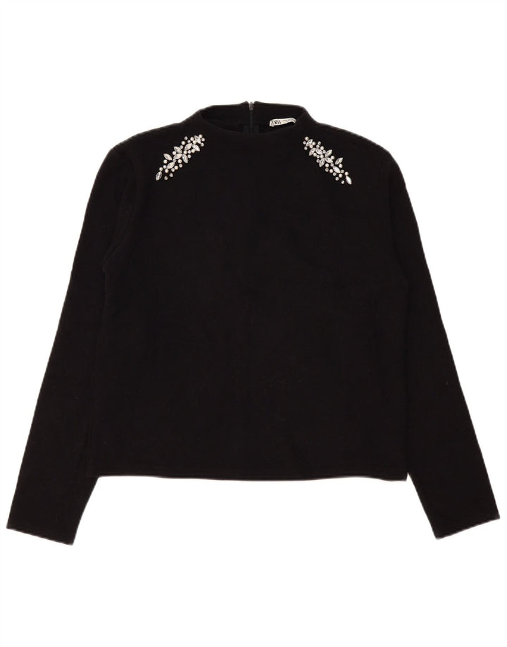 Zara Γυναικείο τοπ Μακρύ μακρυμάνικο UK 14 Medium Black