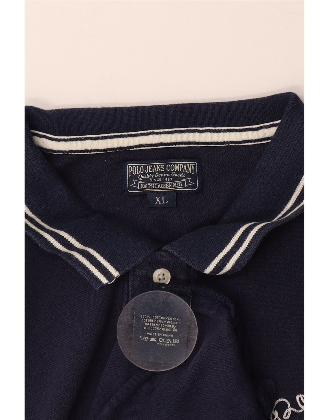 POLO RALPH LAUREN Ανδρικό πουκάμισο πόλο XL Navy μπλε βαμβακερό