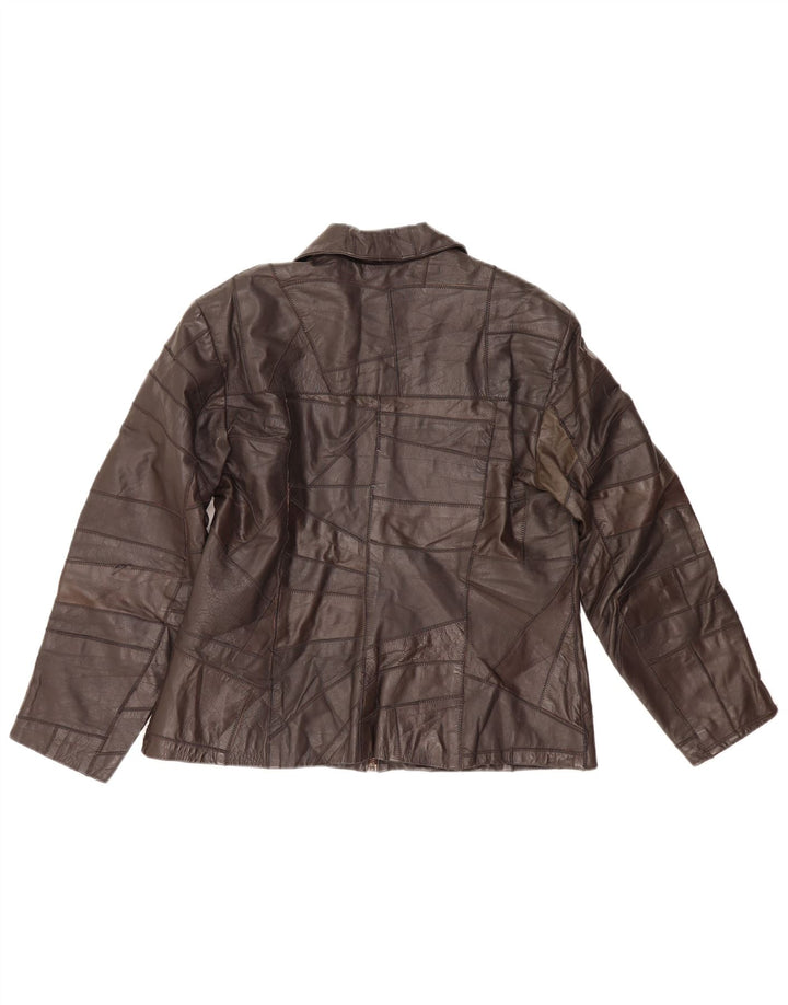Vintage Γυναικείο Δερμάτινο Μπουφάν UK 14 Δερμάτινο Μεσαίο Καφέ
