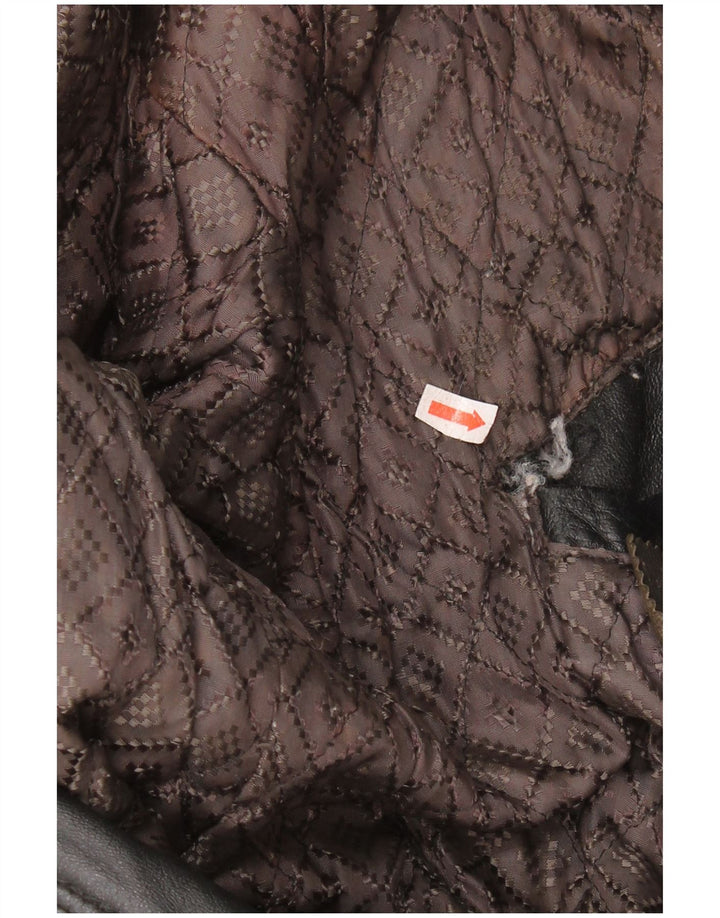 VINTAGE Ανδρικό Δερμάτινο Μπουφάν IT 50 Μεγάλο Δερμάτινο Μαύρο