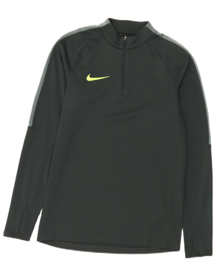Ανδρικό μπλουζάκι Nike με φερμουάρ, μακρυμάνικο, μικρό πράσινο πολυεστέρα