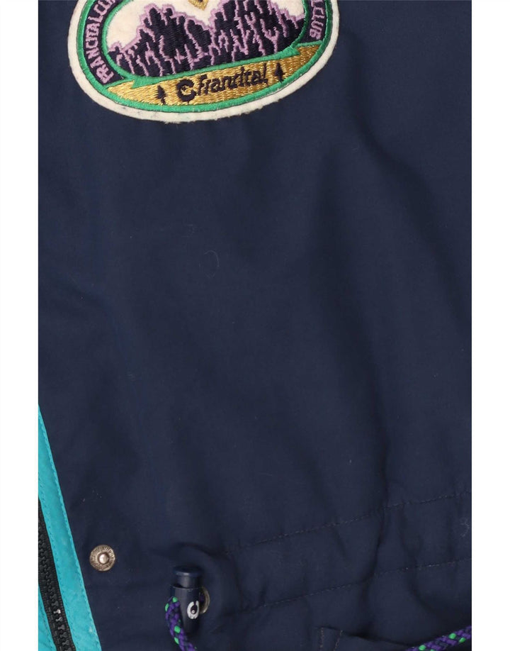 Vintage ανδρικό τζάκετ αντιανεμικό UK 42 XL Navy Blue Colorblock Πολυεστέρας