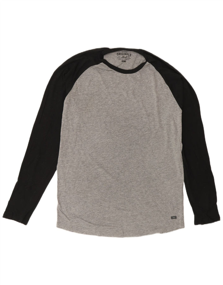 Ανδρικό μπλουζάκι Jack & Jones με μακρυμάνικο μεσαίο γκρι βαμβακερό