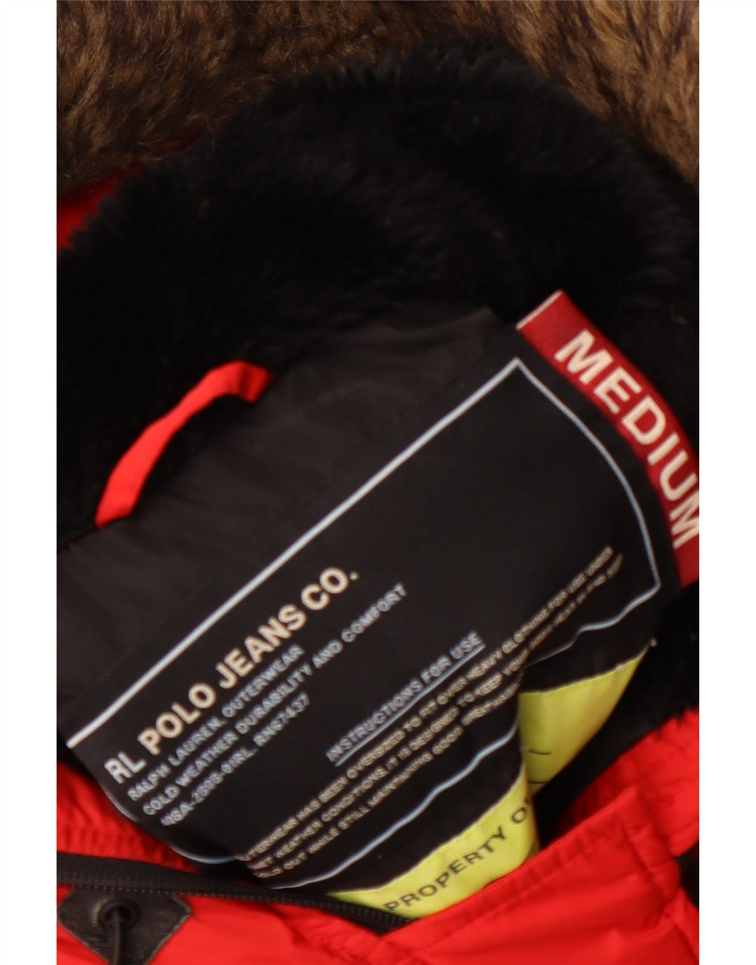 RALPH LAUREN Γυναικείο μπουφάν Parka με κουκούλα UK 14 Medium Red Winter