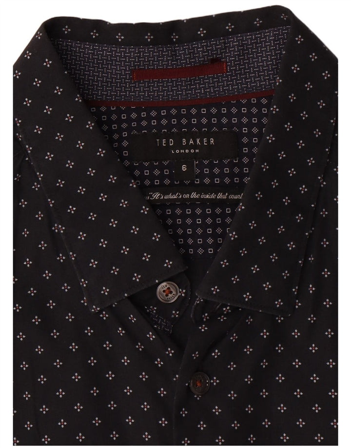 Ανδρικό πουκάμισο Ted Baker Νούμερο 6 2XL Μαύρο γεωμετρικό βαμβακερό