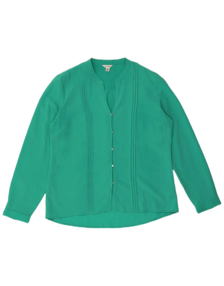 Calvin Klein Γυναικείο πουκάμισο Μπλούζα UK 16 Large Green Polyester