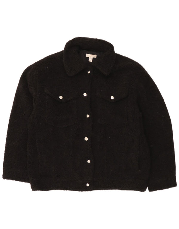 Topshop Γυναικείο Fleece Oversized Bomber Jacket UK 14 Medium Black Polyester