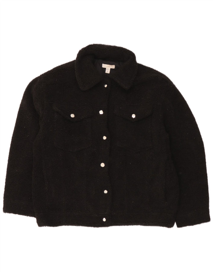 Topshop Γυναικείο Fleece Oversized Bomber Jacket UK 14 Medium Black Polyester
