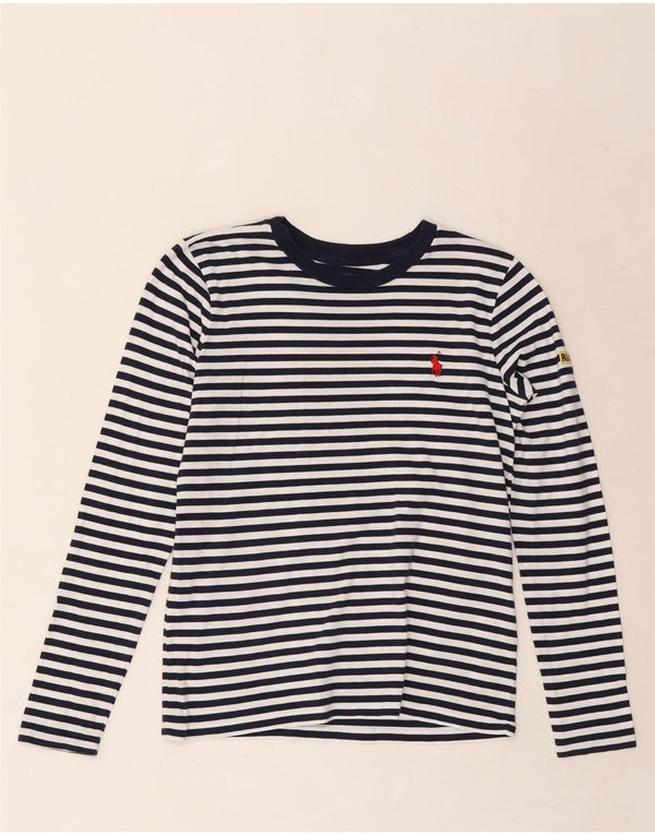 Polo Ralph Lauren Γυναικείο μακρυμάνικο μπλουζάκι UK 6 XS Navy Blue Pinstripe Cotton