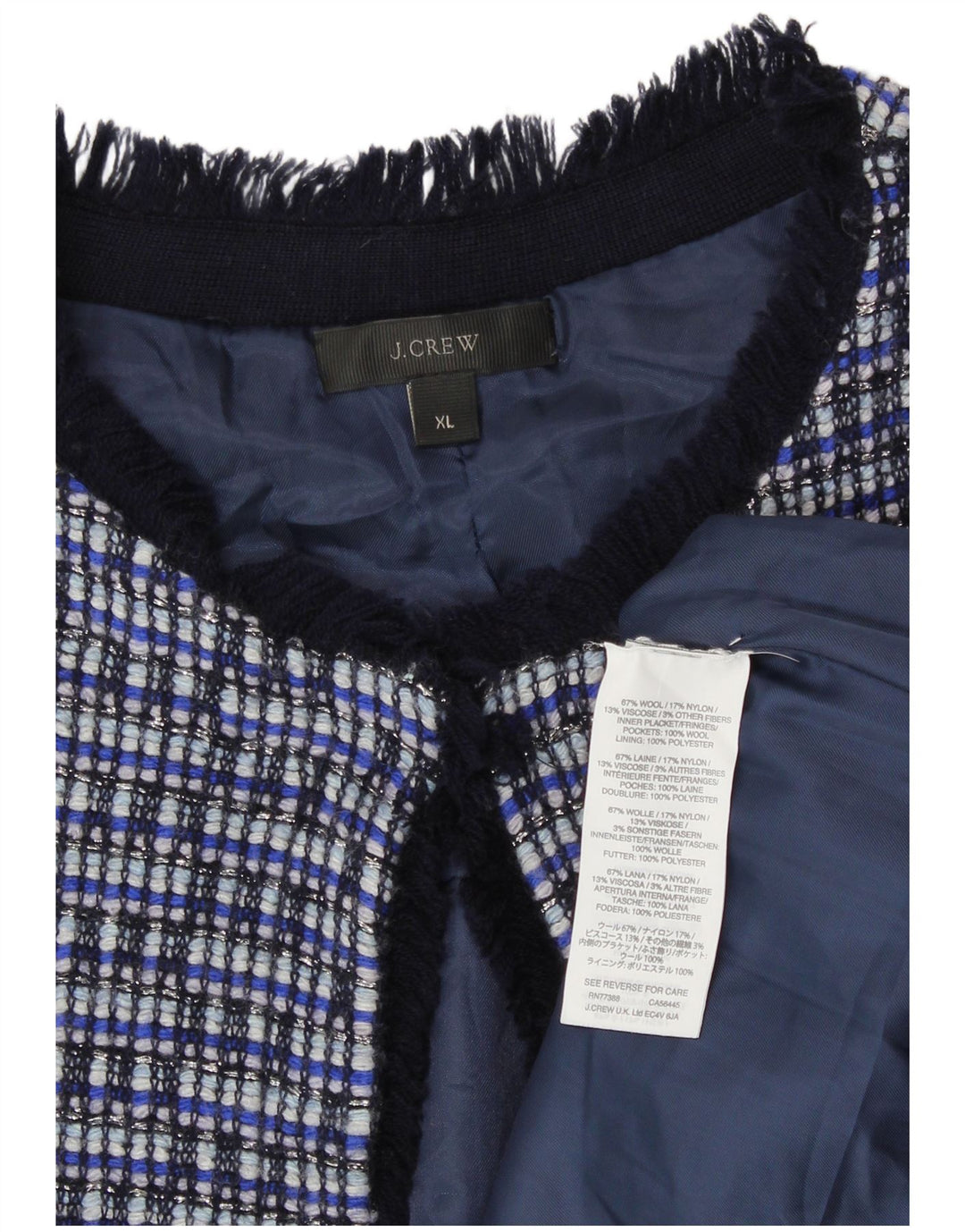 J. Crew Γυναικείο Σακάκι Μπουφάν UK 18 XL Blue Check Wool