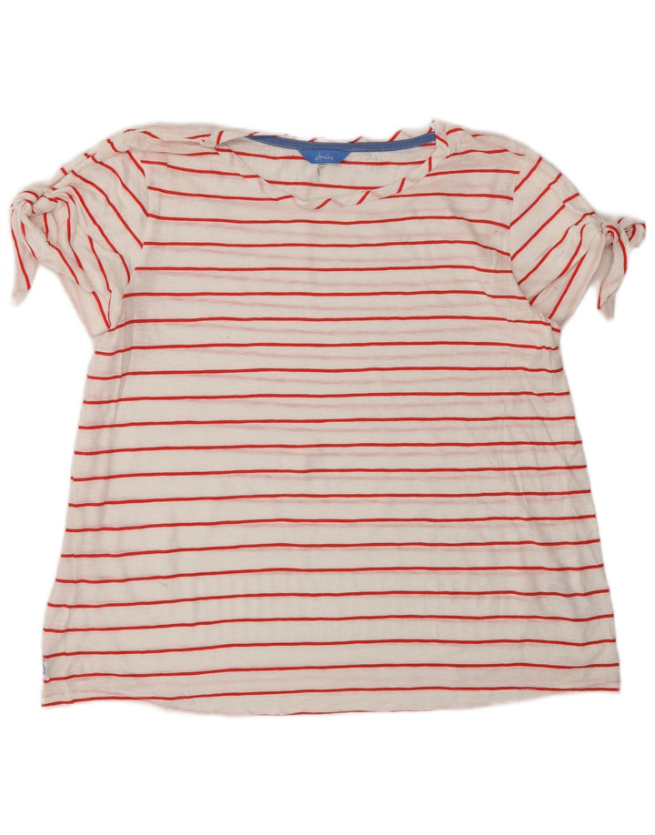JOULES Γυναικείο T-Shirt Top UK 16 μεγάλο λευκό ριγέ βαμβακερό