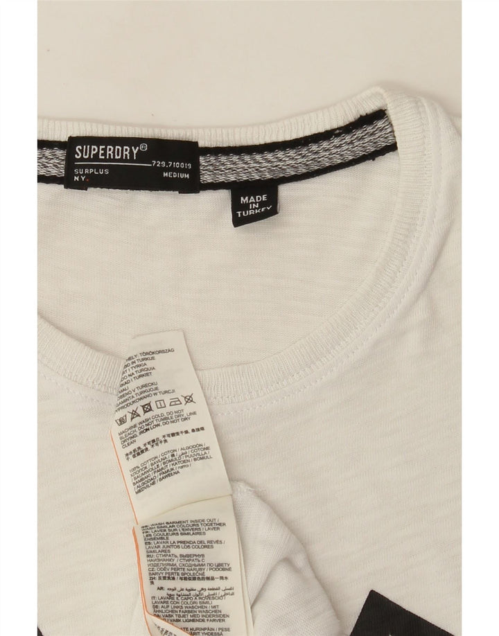 Ανδρικό γραφικό μπλουζάκι SUPERDRY Τοπ μεσαίο λευκό βαμβακερό