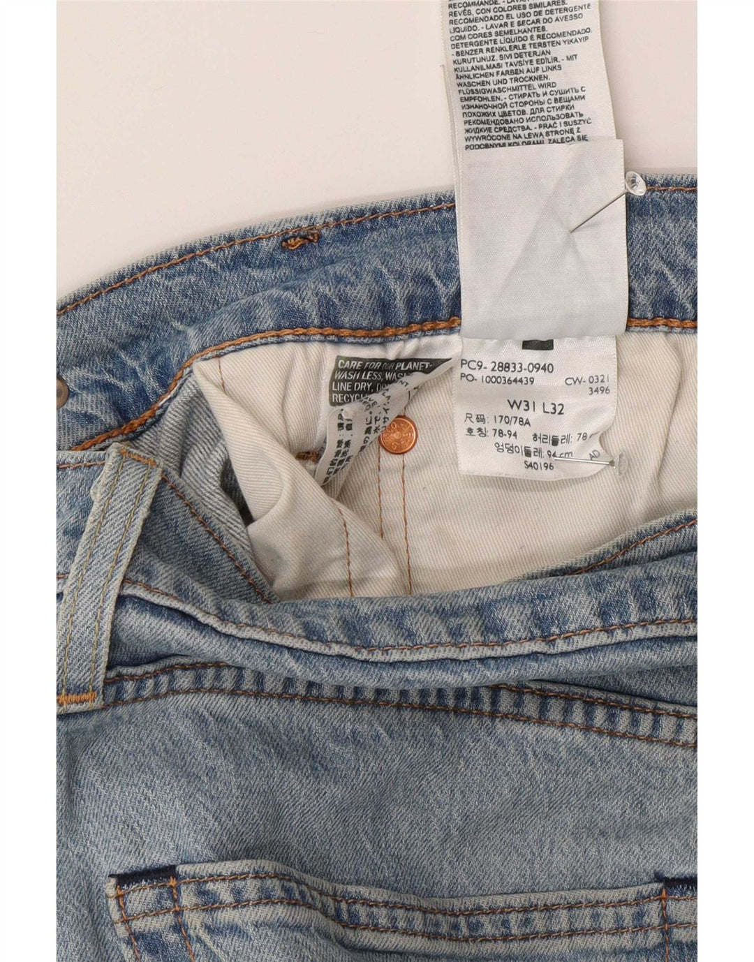 Levi's Mens 512 Slim Jeans W31 L32 Blue Cotton