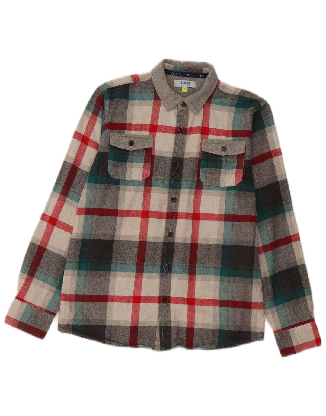 Ted Baker Boys Flannel πουκάμισο 12-13 ετών Γκρι καρό βαμβακερό