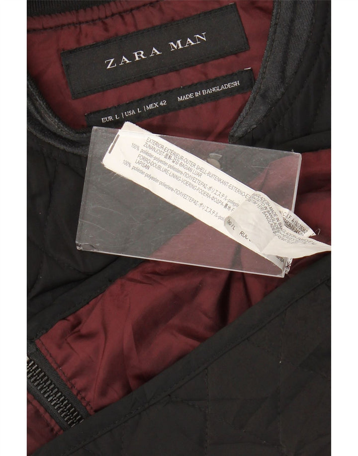 Zara Ανδρικά καπιτονέ Gilet UK 40 Large Black Polyester