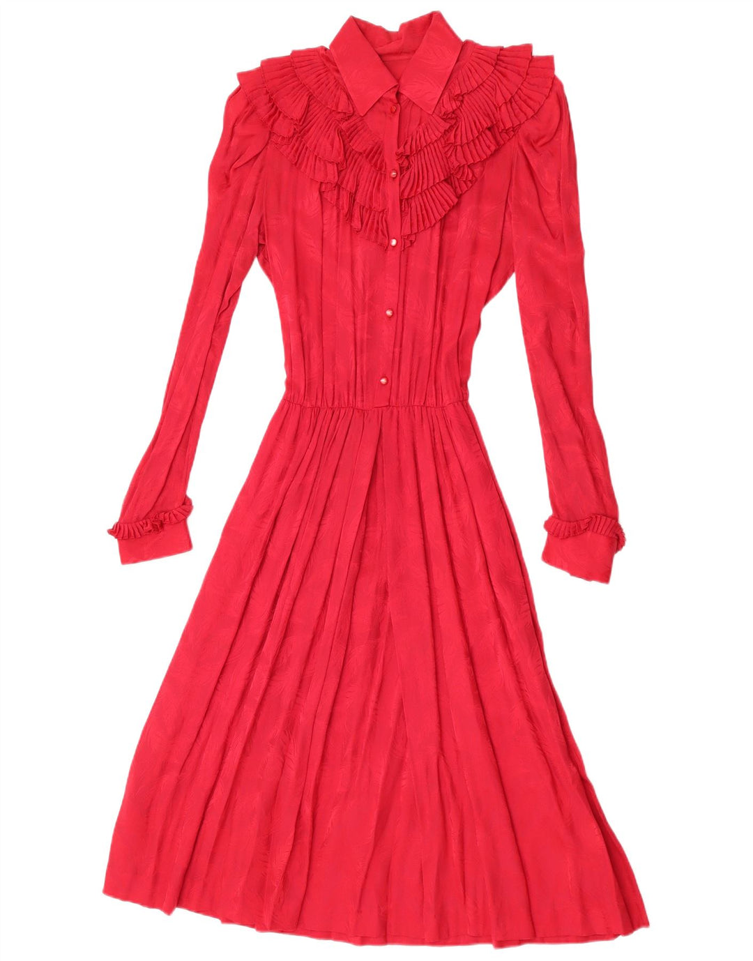 Vintage γυναικείο μακρυμάνικο φόρεμα Maxi UK 12 μεσαίο κόκκινο