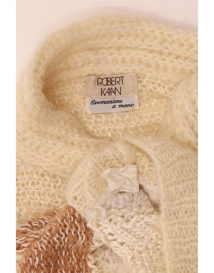 Vintage γυναικείο πουλόβερ με λαιμό χελώνα UK 14 Medium Off White Retro