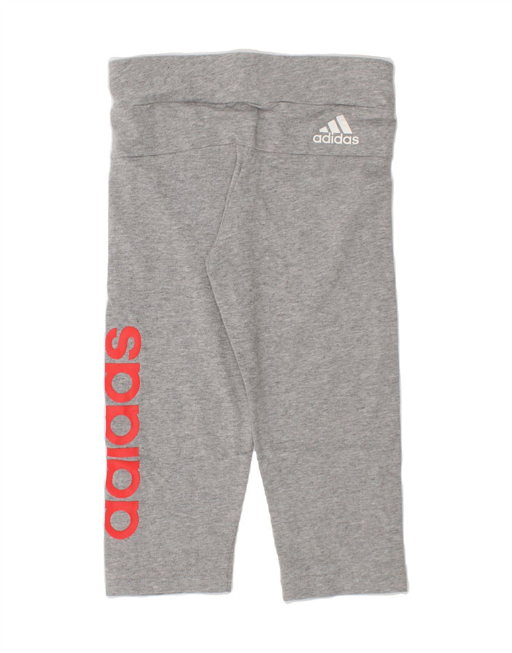 ADIDAS Girls Graphic Leggings 4-5 Years Grey Vintage Adidas and Second-Hand Adidas from Messina Hembry 