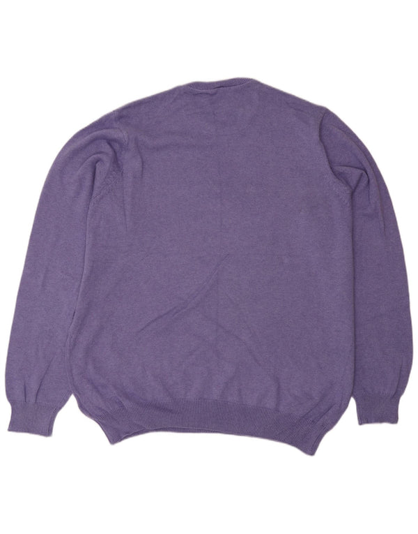 Ανδρικό πουλόβερ Marks & Spencer Crew Neck Jumper XL Purple Cotton Classic