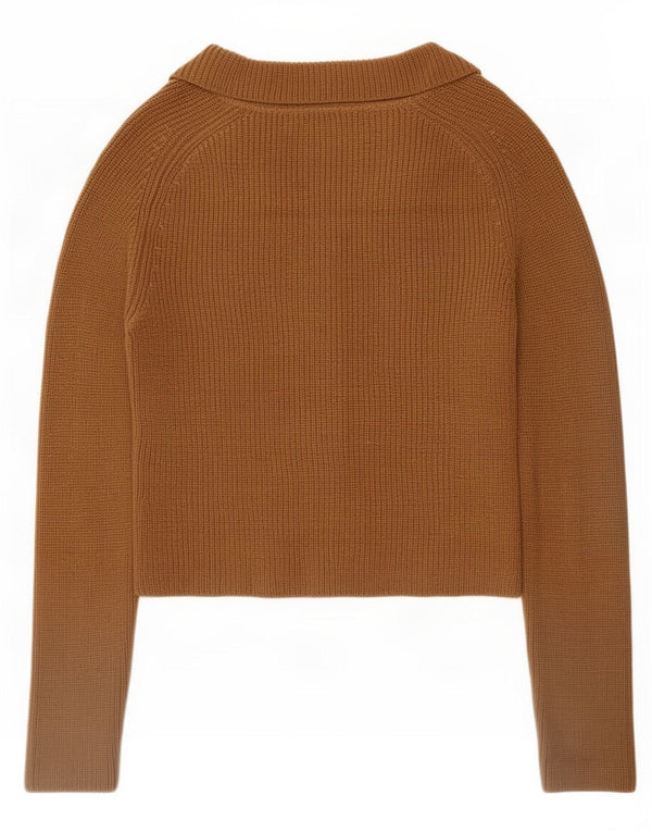 Zara Womens Crop Cardigan Sweater UK 12 Medium Beige Wool
