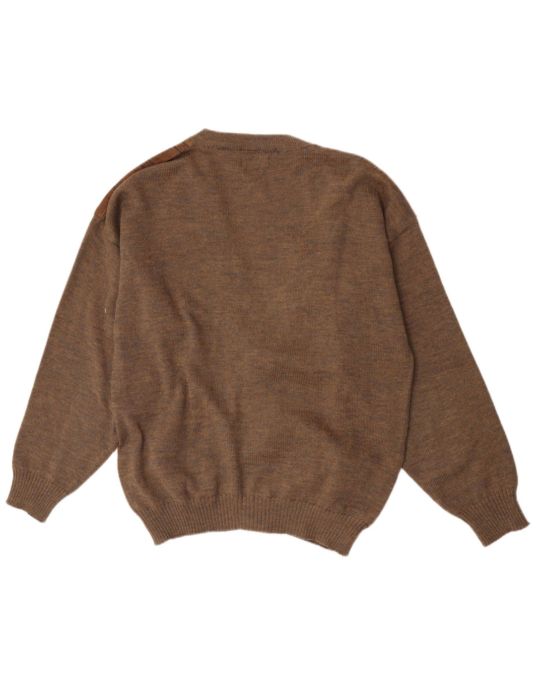 Vintage Ανδρικό Suede Ζακέτα πουλόβερ Μεγάλο Καφέ Γεωμετρικό Μαλλί